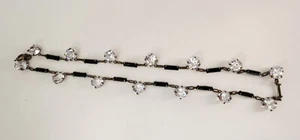 Antique Art Deco Rock Crystal Open Back Bezel and Onyx Necklace Chained - Picture 1 of 5