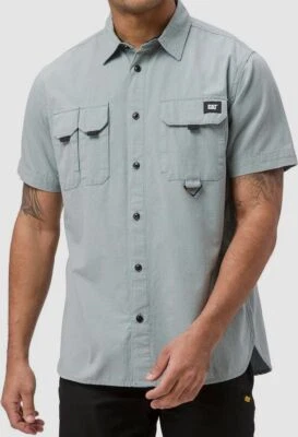 Caterpillar Men's Blue Foundation Short Sleeve Button Shirt Size M - Image 1 of 2