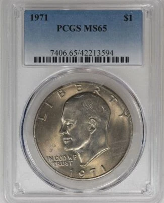 1971 Eisenhower Dollar PCGS MS 65 - Image 1 of 3