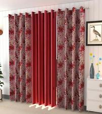New 3 Piece Eyelet Floral Tree  Printed and Plain Door Curtain Set 9 Feet