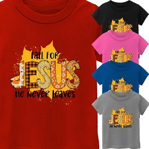 Kid's Jesus Cross Faith Colorful Short Sleeve T-Shirt USA Religious New Gift Tee - Picture 1 of 14