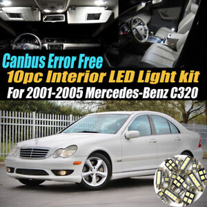 10Pc Error Free White Interior LED Light Kit for 2001-2005 Mercedes-Benz C320