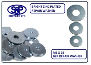 Lavadoras de reparación de acero 6 mm x 25 mm BZP lavadoras de centavo acero chapado en zinc - M6 X 25 - Imagen 1 de 4