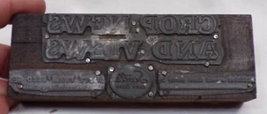 Stamp Print Block "Crop News and Views" Scott's Farm Seed 4-5/8" x 1-5/8" - Picture 1 of 3
