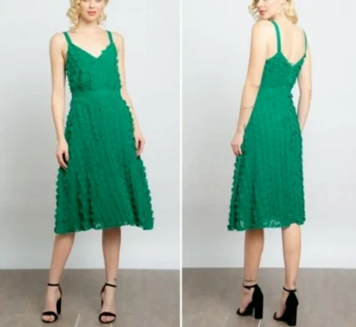 Vestido Anthropologie Eva Franco Floral Hanya Verde Midi 2 3D Floral Foto 1 de 4