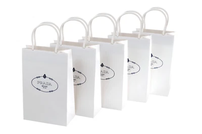 PRADA Milano White Paper Embossed Gift Shopping Bag AUTHENTIC Pack of 5