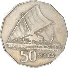 Fiji | 50 Cents Coin | Elizabeth Ii | Polynesian Boat | Km36 | 1975 - 1984