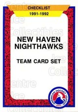 1991-92 ProCards AHL IHL #383 NewHaven Night Hawks, Checklist