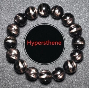 Genuine Natural Black Hypersthene Rare Women Men Round Beads Bracelet 9mm AAAA - Bild 1 von 6