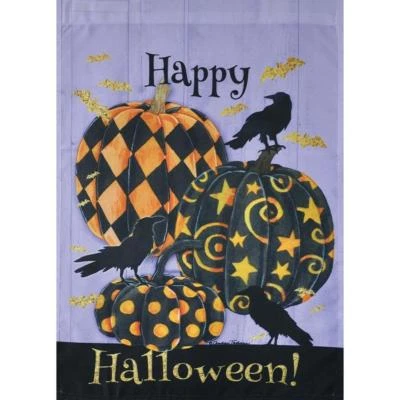 FELIZ SALUDOS HALLOWEEN 12.5" X 18" BANDERA JARDÍN 11-3125-83 LLUVIA O SOL OTOÑO Foto 1 de 2