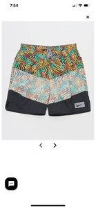 Nike Board Shorts Boys Medium Brown Black Green Swimwear D9 - Picture 1 of 4