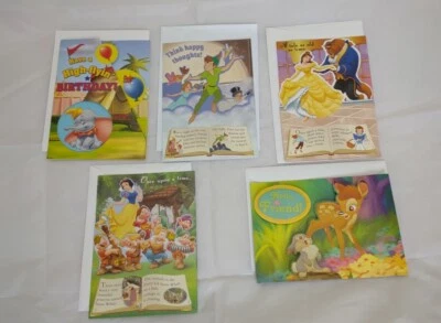 Лот из 5 поздравительных открыток Disney с вырезом и 3D-дизайном новые из старых запасов 2007 Beast Bambi Dumbo... - Изображение 1 из 4