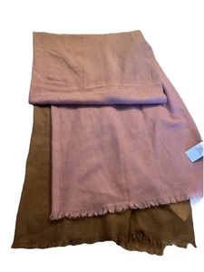 VINCE Merino Wool Cashmere Dip Dye Shawl Wrap Ombre brown mink/mauve rose $255 - Picture 1 of 7