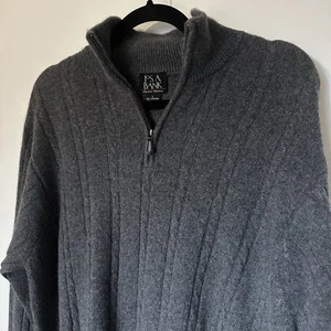 JOS A BANK Pullover Herren Large 100% Kaschmir F Zopfmuster Pulli grau - Bild 1 von 5