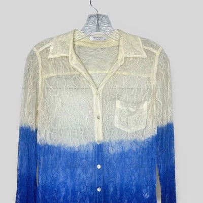 Equipment Ombré Lace Button Down Shirt Top Blouse Dip Dye Collar Boho Size XS - Image 1 of 4