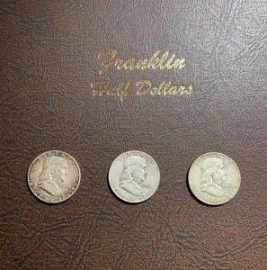 US Franklin Half Dollar 1953 P, 1953 D, 1954 D - 90% Silver - Picture 1 of 4