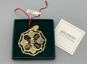 Baldwin Acadia Ice Flower Christmas Ornament Brass 24 kt Gold Finish 1998 NEW - Picture 1 of 6