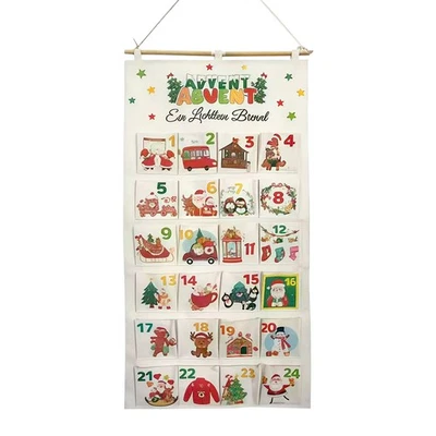 Candy Bag 24 Days Fabric Christmas Advent Calendar Wall Candies Snacks Collector - Image 1 of 4