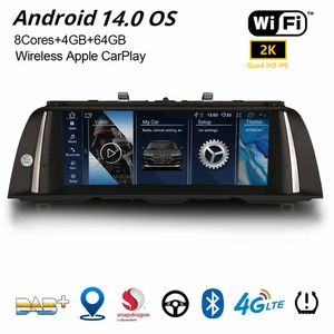 Autoradio Qualcomm 10,25" Android 14 Navi DAB+ CarPlay 64GB BMW SERIE 5 F10 F11 NBT - Imagen 1 de 24