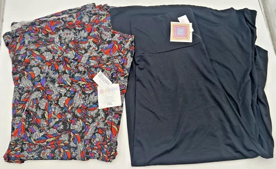 (2) MAXI FALDAS LULAROE 3XL NEGRO SÓLIDO Y NEGRO CON PLUMAS ROJAS/PÚRPURA NUEVAS CON ETIQUETAS Foto 1 de 4