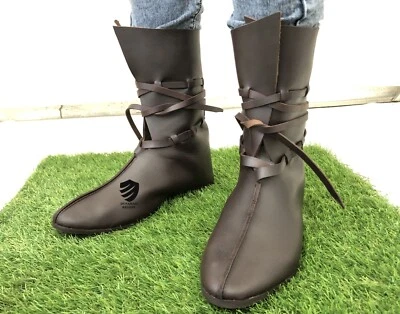 Viking Oseberg Boots Brown Leather Oseberg Long Boot For Armor Larp  Reenactment - Image 1 of 4