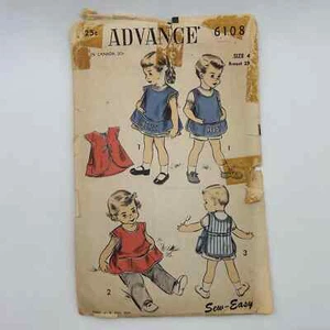 Advance Vintage 1950's Pattern #6108 Boys and Girls Aprons Size 4 - Picture 1 of 9