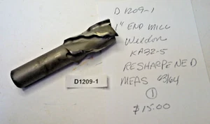 Weldon 1" Dia 3/4" Shank 4 Flute Crest-Kut Spiral End Mill KA 32-5 D1209-1 B1 - Picture 1 of 3