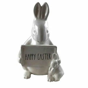 Rae Dunn Rabbit "Happy Easter" Bunny with Baby Bunny Magenta 2021 9” Ceramic - Picture 1 of 7