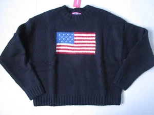 Edikted Sweater Size L Black American Flag Long Sleeve Heavy - Picture 1 of 14