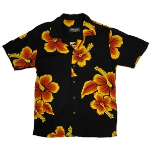 Favant Hawaiian Shirt 100 Cotton Short Sleeve Men’s Size S Floral Orange Black - Picture 1 of 9