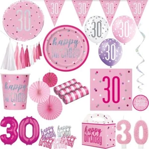 30. Geburtstag Deko Party Set Dekoration rosa pink Geburtstagsdeko Zahl 30 Frau - Bild 1 von 82