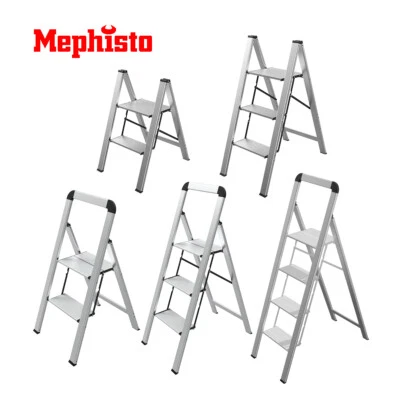 Mephisto Escalera Aluminio Escalerilla Plegable 2/3/4 de Mano Hasta 150KG - Imagen 1 de 4