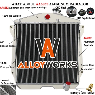 4Row Aluminum Radiator For 1943-1948 Chevy Fleetline FleetMaster Stylemaster L6 Foto 1 de 4