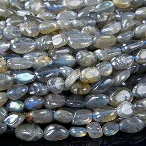 6-8MM Natural Labradorite Gemstone Pebble Nugget Loose Beads (D184) - Picture 1 of 9