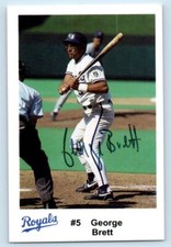 1992 Kansas City Royals Police #1 George Brett Signed Card NM