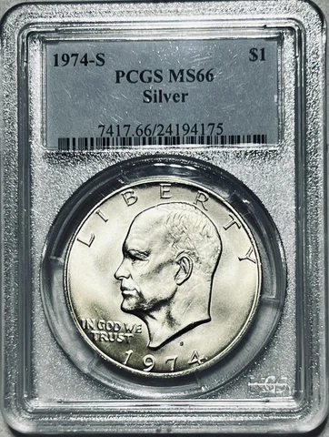 1974-S $1 EISENHOWER SILVER DOLLAR  PCGS CERTIFIED MS66 GEM/UNC Cover