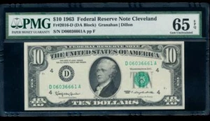 AC 1963 $10 Cleveland FRN PMG 65 EPQ Fr 2016-D - Picture 1 of 2