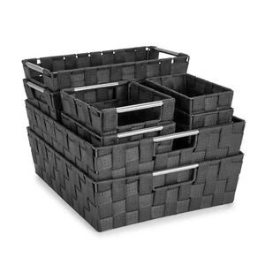 Sorbus Basket Bin Flat Set Double Woven (9 Pack) - Picture 1 of 28
