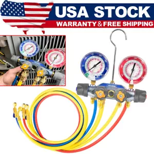For Yellow Jacket 49968 4-Valve Test and Charging Manifold Gauges R-22/404A/410A - Picture 1 of 16
