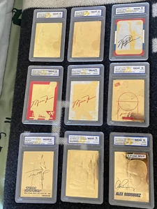 24k Gold Limited Edition Basketball Football Baseball Card 9 Cards Lot - Imagen 1 de 7