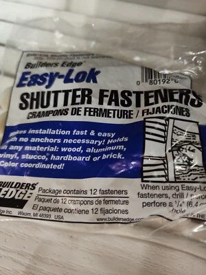 12 pk of 3"  EASY-LOK Vinyl shutter fasteners -White Pack of 12  10BagsAvailable - Image 1 of 2