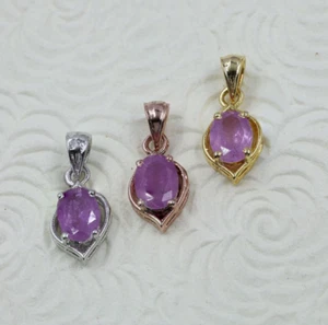 Zafiro Rosa Colgante Piedra Preciosa de Ley 925 Plata Zafiro Colgante - Imagen 1 de 14