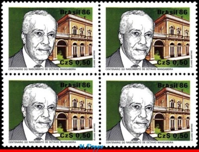 2075 BRASIL 1986 OCTAVIO MANGABEIRA, POLÍTICO, ARQUITECTURA MI# 2181 BLOQUE MNH Foto 1 de 2