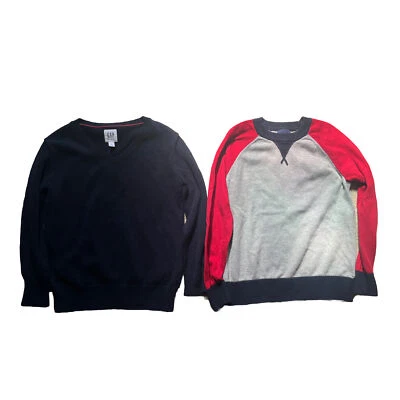 Лот из 2 Gap Kids мальчиков длинным рукавом синий красный серый свитера S XS - Изображение 1 из 4