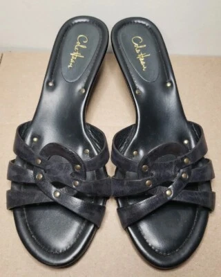 Zapatos de salón Cole Haan para mujer talla 6,5 de cuero negro con tachuelas y tiras de 1,5" Foto 1 de 4
