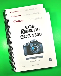 Owners Manual for Canon EOS 850D Rebel T8i Camera 775 Pages With Clear Covers! - Picture 1 of 4