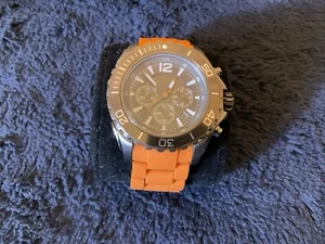Michael Kors Men’s Watch Grey/ Steel 047mm MK8234 Orange Band Untested - Picture 1 of 10