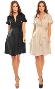 OLIAN Maternity Women's Patch Pockets Linen Collared Dress $168 NWT - Picture 1 of 3