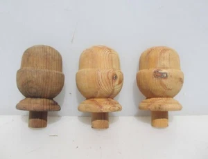 Carved Wooden Finial Old Top Wood Stair Acorn Mounts Decoration Wood x3 - 6"H - Picture 1 of 12