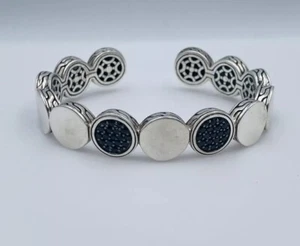 John Hardy Sterling Silver & Black Spinel Double Station Flex Cuff Bracelet - Picture 1 of 5